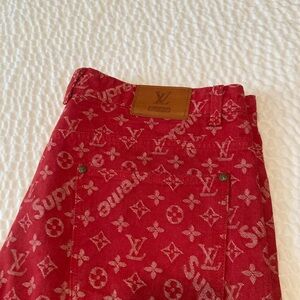 Supreme x Louis Vuitton Red Monogram Jeans